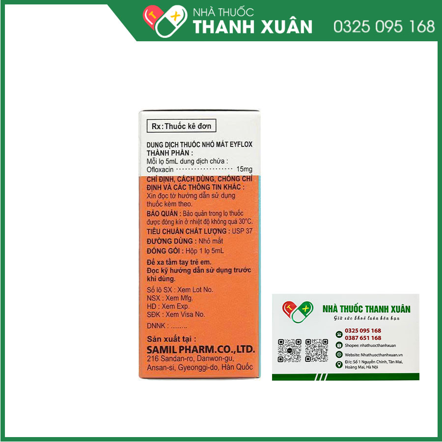 Eyflox ophthalmic solution điều trị các nhiễm khuẩn ở mắt